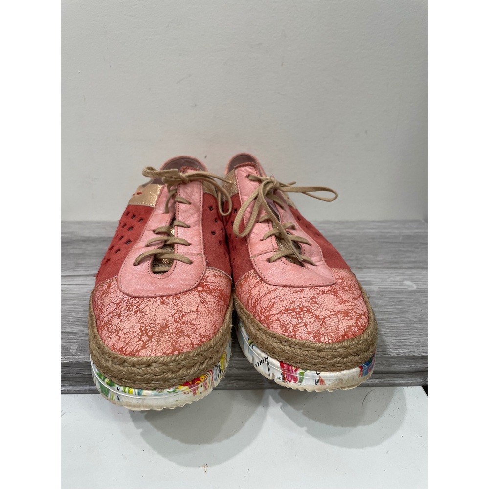 Maciejka Womens 10 Leather Espadrille Sneakers Pink Gold Made in Poland Euro 41